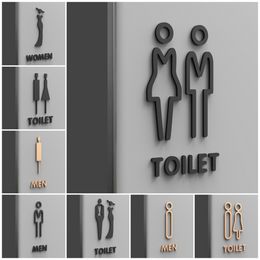 Familie Residence Apartment Hotel Restaurant Restaurant Badkamer Deur mannen en vrouwen Toilet Logo 3d Huis Number Diy Black Gold Art