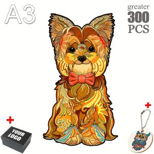 Serie familiar Jigsaw Wooden Puzzle Bow Tie Dog Irregular Puzzle de madera Draft de bricolaje para niños y adultos Regalo 3D Games de cerebro