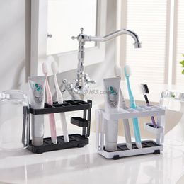 Family Toothbrush Stand Holder Bathroom Toiletries Storage Rack Washroom Toothpaste Cup Large Organizer Home Accessories 210322