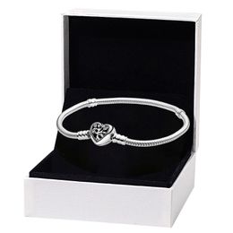 Arbre généalogique coeur fermoir serpent chaîne Bracelet pour Pandora véritable argent Sterling main chaîne bijoux de fête pour femme petite amie cadeau bracelets porte-bonheur avec boîte d'origine