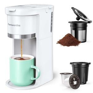 Famiworths Mini tasse simple, une tasse instantanée adaptée à K tasses de café moulues, 6 à 12 onces