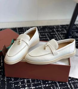 Beroemde 2023S/S merk schoenen zomer charmes verfraaid lopen suède loafers paar echt heren dames leer casual instappers flats voor mannen vrouwen platte doos