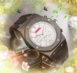 Beroemde alle wijzerplaten werken klassieke designer quartz horloge 42mm Luxe Mode Roestvrij Staal Rubberen Band Heren Klok Gentleman Zakelijke Horloges montre de luxe