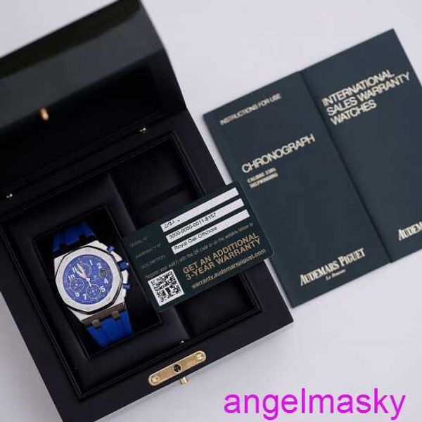 Famosa muñeca AP Watch Blue Elf Royal Oak Offshore 26470st Mens Watch Precision Steel Blue Machinery Automatic