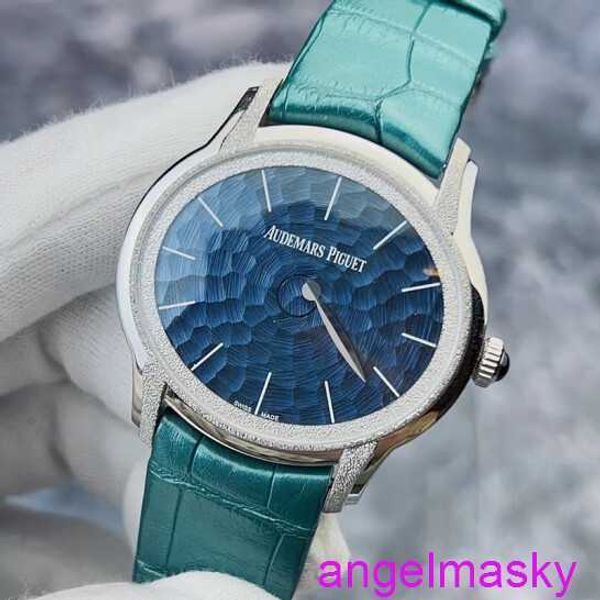 Famosa muñequera AP Millennium Series Womens 77266bc Frost Gold Craft Blue Dial con diseño de un solo puntero Reloj de damas mecánicas automáticas