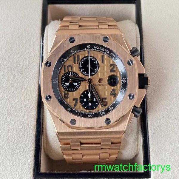 Famous AP Wrist Watch Royal Oak Offshore Series 26470or Rose Gold Back Transparent Mens Timed Fashion Loisir Business Machinery Sports Machinery
