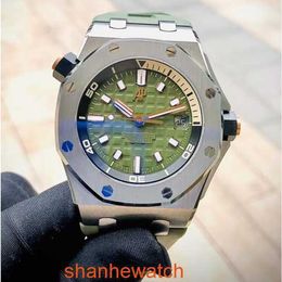 Famoso reloj de pulsera AP Royal Oak Offshore Series 15720ST Acero de precisión Placa verde aguacate Moda para hombre Ocio Negocios Maquinaria deportiva Reloj de buceo