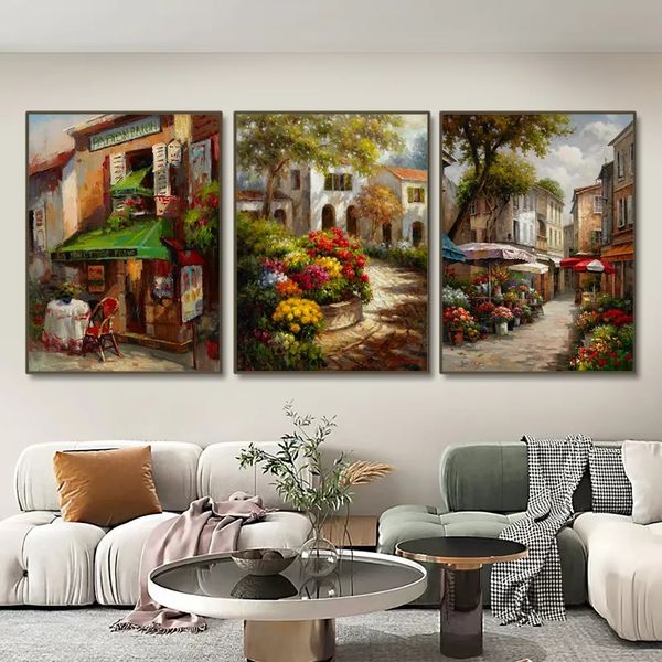 Famosas obras de arte clásica Europa Street Venecia Venecia Póster Café Garden Canvas Pintura Arte de pared Fotografías Decoración de la sala del hogar