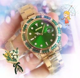 Famosos relojes automáticos con fecha para hombre, moda de lujo, anillo de diamantes coloridos para hombre, esfera grande, movimiento de cuarzo, reloj con cierre original, reloj de pulsera analógico informal Montre De Luxe