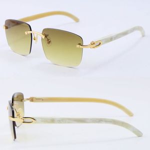 Vente en gros célèbre lunettes de soleil en corne de buffle blanc Designer femme métal sans monture hommes femmes 8300816 véritable corne naturelle lunettes de soleil hommes mode taille de la monture: 54-18-140MM