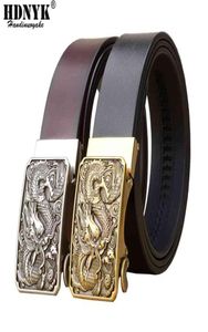 Famous Brand China Dragon Buckle Belt Belt Men Cowskin Genuine Luxury Le cuir de luxe Men039 ceintures pour menstrap mâle métallique automatique Buckl1505095