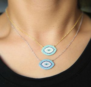 Beroemd merkontwerp Blue Evil Eyes korte ketting voor vrouwen goudkleur kubieke zirconia sterling sier Turkse sieraden