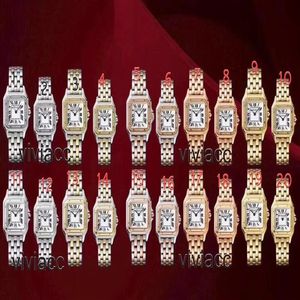 Célèbre marque design carré panthère montre panthere horloge deux tons or couleur quartz acier inoxydable léopard montres-bracelets AAA256G