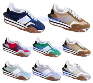 Famosos hombres de la marca James Sneaker Shoes Side Stripe Trainer Gamuza Nylon Skateboard Caminando Suela de goma gruesa Lace Up Comfortg Footwaer