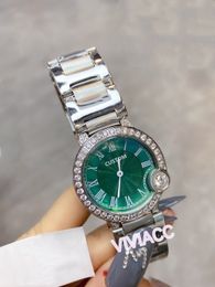 Beroemd merk Veelkleurig Parelmoer Quartz horloges Dames Roestvrij staal geometrisch Romeins nummer Polshorloge 33 mm