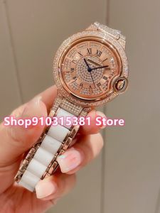 Beroemde gloednieuwe keramische quartz horloge klassieke witte ceramica heren dameshorloges Rome nummer diamanten mode polshorloge 36mm