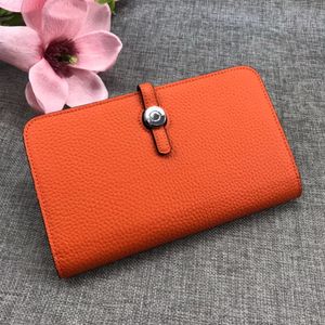 Famosa nueva cartera de mujer, monedero, tarjetero de cuero genuino, chequera, monedero, monedero