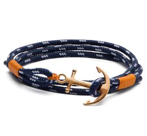 Beroemd merk tom hope armband 4 maten Handgemaakte gele draad touwkettingen roestvrijstalen gouden ankerbedels armband met doos en ta1725616