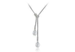 Famous Brand Water Drop Design Bijoux Rhodium plaqué Gillian Y-Necklace Fabriqué avec des cristaux autrichiens de Rovski Best Gift for Women9755088
