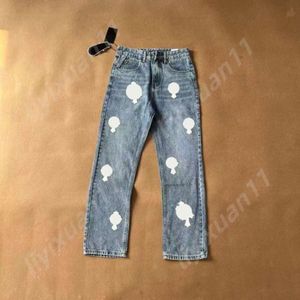 Marques célèbres Chromees Hearts Designer Hommes Chromees Hearts Jeansmake Vieux Jeans Délavés Chrome Pantalon Droit Lettre Coeur Chromees Hearts Lunettes 9728