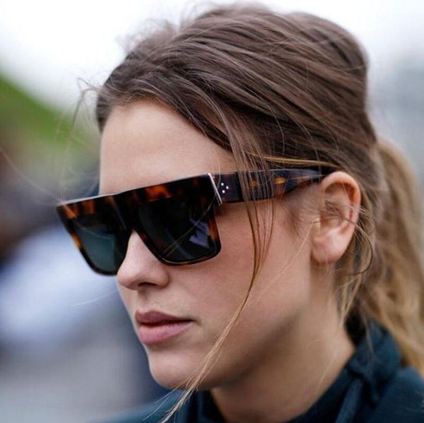 Famosa celebridad marca italiana diseñador Kim gafas de sol cuadradas mujeres Vintage plana superior gafas de sol para mujer