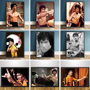 Célèbre chinois Kung Fu étoile Bruce Lee toile peinture affiches et impressions mur Art photos pour salon décoration Cuadros