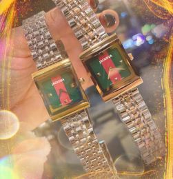 Beroemde klassieke designerstijl luxe mode Crystal Watches 316L roestvrij staal vrouwen vierkante wijzerplaat skelet wijzerplaat dames kwarts horloge montre de luxe cadeaus