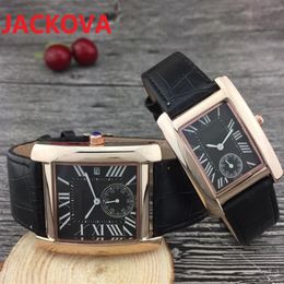 Célèbre classique luxe cristal hommes femmes montres carré cadran romain designer horloge à quartz en cuir couples style unisexe montres-bracelets211e
