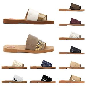 Célèbre Cloe Designer Toile Pantoufles Femmes Sandales Woody Mule Plat Sandels Diapositives Dames Chaussure Plage Manteau Sandales Luxueux Femme Sandalies Taille 35-42