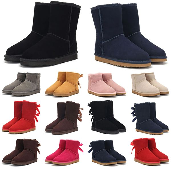 Famosas botas de nieve cómodas Botas de mujer Botas cortas de piel con piel botas tazz zapatos de diseñador de mujer negros zapatos de felpa cálidos de invierno botas hasta la rodilla tazz