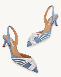 Beroemde Ontwerp Gatsby Sling Sandalen Schoenen Vrouwen Kristal-verfraaid Strappy Twisted Lady Pumps Party Trouwjurk Sandalias EU35-43 doos