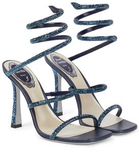 Célèbre conception ReneCaovilla Cleo femmes sandales chaussures cristal orné de Satin talons hauts dame gladiateur Sandalias robe de mariée