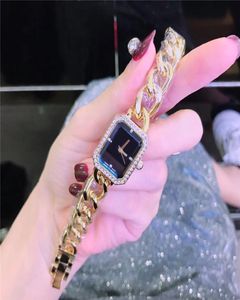 Célèbre designer Lady Watch Quartz Luxury Diamonds Fashion Femme Watch Square Dial Relojes de Marca Mujer Japan Movement Whole 3323945