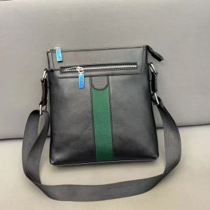 Beroemde designer heren puur leren zwart gestreepte aktetas, laptoptas, zakelijke kantoortas, crossbody tas, reisschoudertas