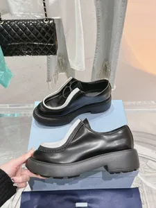 Célèbre designer Monolith Chaussures à lacets en cuir brossé Talon de 6 cm Chaussures formelles pour femmes Mocassins à lacets en cuir à talons épais Noir Cuir verni blanc brossé Taille 35-46