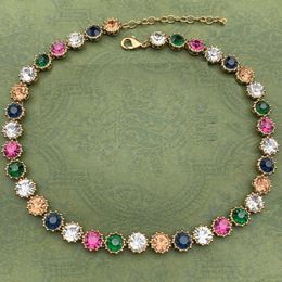 Cadena de collares de diseñador famoso, collar de tenis colorido clásico, pulsera para mujer, dama, novia, fiesta, amantes de la boda, regalo, joyería de compromiso