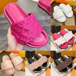 Beroemde designer pool kussenglaasjes slippers merk man glijden alle zwarte roze schuifjes plat sandalen muilezels gewatteerde voorste riem muilezel dames schuifregelaars