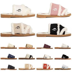 Beroemde ontwerper sandalen pluizig bont pantoffels dames groot formaat 9 9,5 10 platte muilezels zwart wit beige roze winter binnen huis pantoffel femme fuzzy harige coach slides schoenen