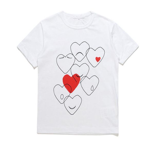 Famosa camiseta de diseñador Red Love Hears Patrón de estampado Mens Play Fashion Play Pareja Camiseta Casual Manga corta Moda High Street 3488