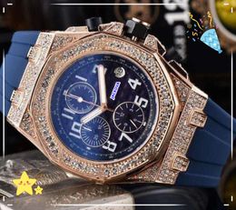 célèbre mens de mode montres Auto Date de chronomètre fonctonal complet Functonal Clock Japan Quartz Mouvement Steel Chain Planet Moon Star Président Diamonds Ring Watch Cadeaux