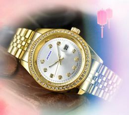 Moda famosa para hombres para mujer Relojes Unisex Watches Reloj de fecha de fecha de japón de japón Full S acero inoxidable Diamantes Ring Pulsera Regalos