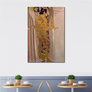 Célèbre femme toile Art Beethoven Frise le bien armé fort Gustav Klimt peinture à l'huile Reproduction à la main de haute qualité