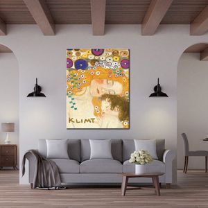 Beroemde vrouwelijke canvas kunst moeder en kind Details Gustav Klimt olieverfschilderij reproductie handgemaakte hoge kwaliteit
