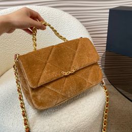 Beroemd Frans merk uitgeholde designer crossbodytas voor dames Herfst- en wintermode Hoge kwaliteit velours luxe schoudertas Paris Hardware Splicing Chain Bag