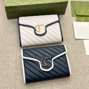 Célèbre designer italien femmes pochettes portefeuille luxe romain double lettre signe boucle à rabat sac de carte de mode classique motif de vague fil véritable clip en cuir