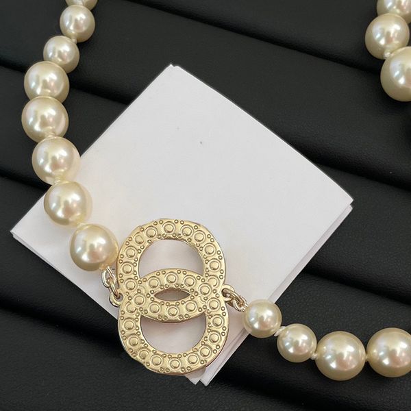 Famous Jewelry Brand Designer Collar Limited Luxury Luxury Classic Double Letter Enlaid Swarovski Pearl Ladies Charmaces elegantes