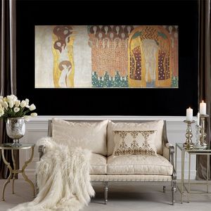 Célèbre Paysage Peinture Gustav Klimt Toile Art Beethoven Frise Ii Moderne Salon Décor