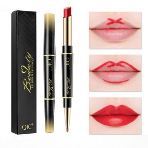 Brillo de labios voluminoso 2 en 1 Barra de labios Lipliner Organizador Doble cabeza giratoria Impermeable Profesional 14 colores Venta al por mayor Maquillaje Belleza Lipper Barras de labios