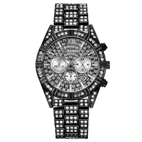 Célèbre Luxe grande Marque Montres hommes en acier inoxydable or diamant affaires Quartz Montres Montres De Marque Luxe 8839