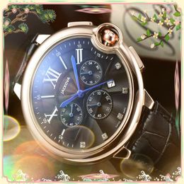 Beroemde luxe mode kristal herenhorloges 43 mm quartz lederen riem stopwatch klassieke sfeer horloge klok tafel geschenken273M